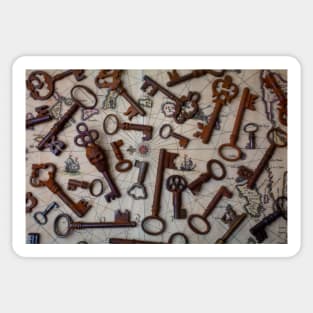 Skeleton Keys On Old Pirate Map Sticker